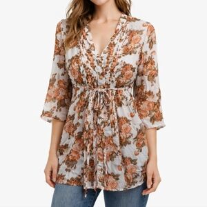 Floral Sheer Blouse Entro Size Medium